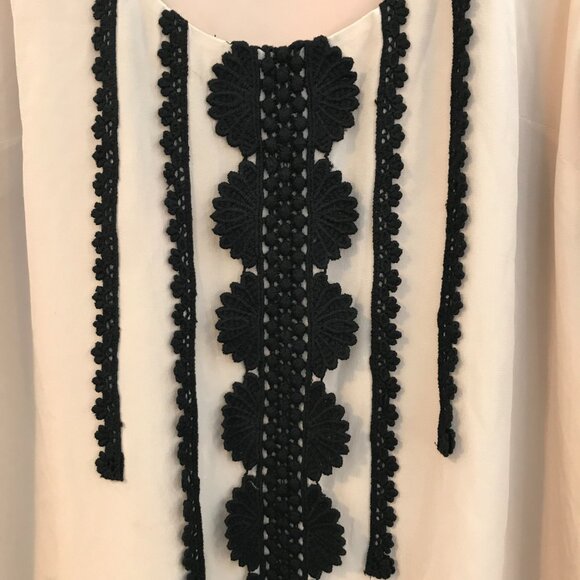 eci NEW YORK dress mini women's S/M silk beige/black tiered boho hippie Y2K - Picture 4 of 9